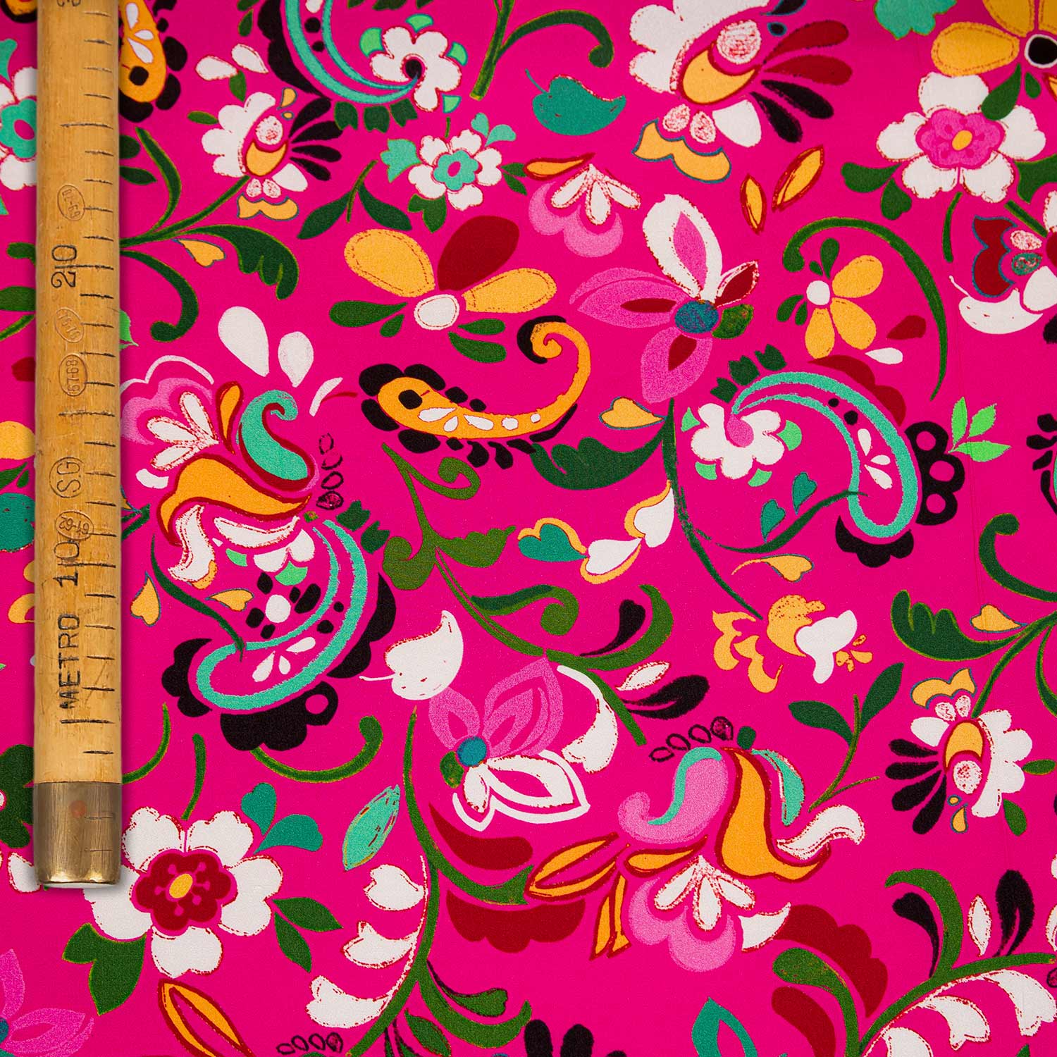 Printed Pure Silk Satin - Indian Garden