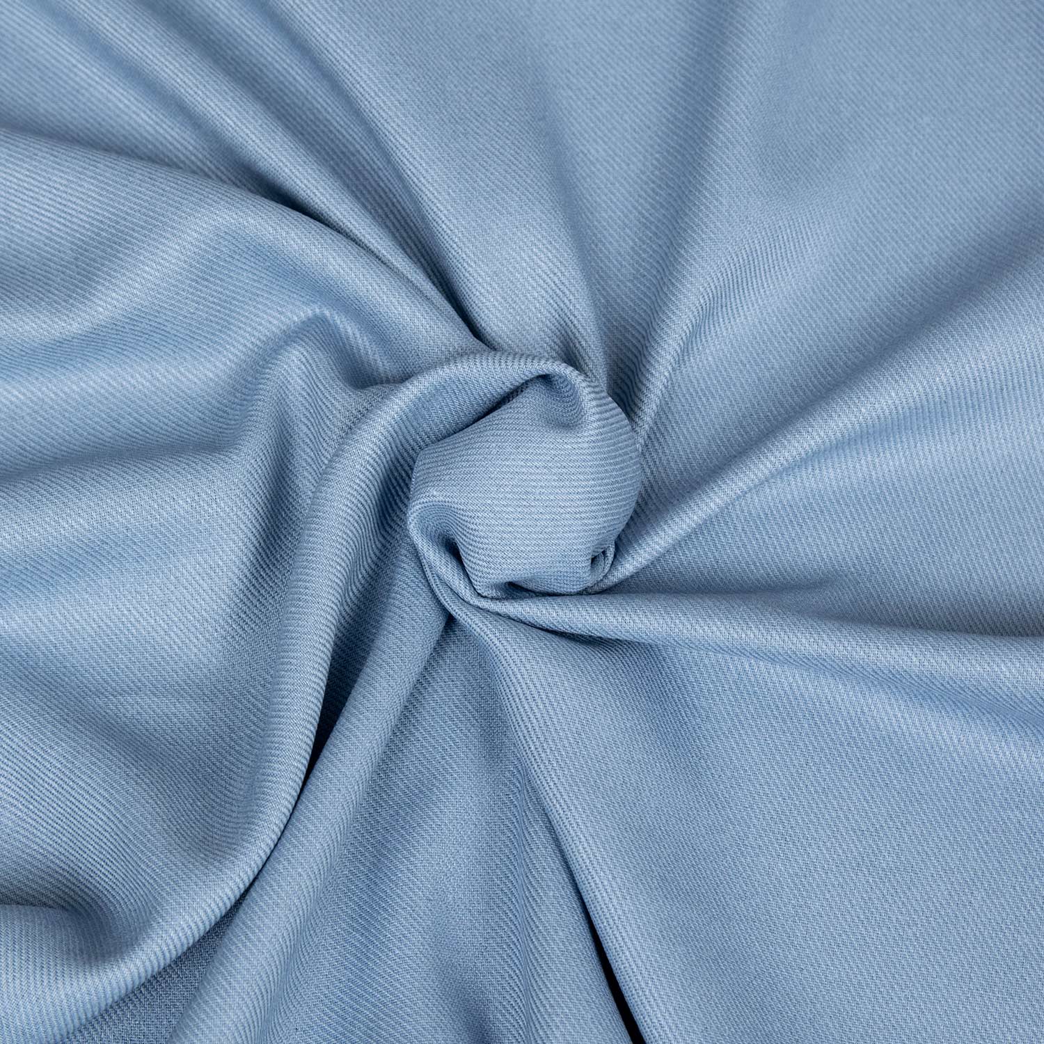 Tessuto twill misto lino e viscosa tinta unita, trama diagonale morbida e fluida, adatto per pantaloni e vestiti – colore celeste carta da zucchero