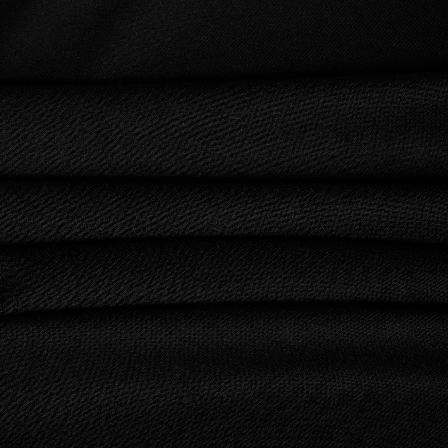 Tessuto twill tinta unita in lino e viscosa con texture diagonale e caduta fluida – colore nero