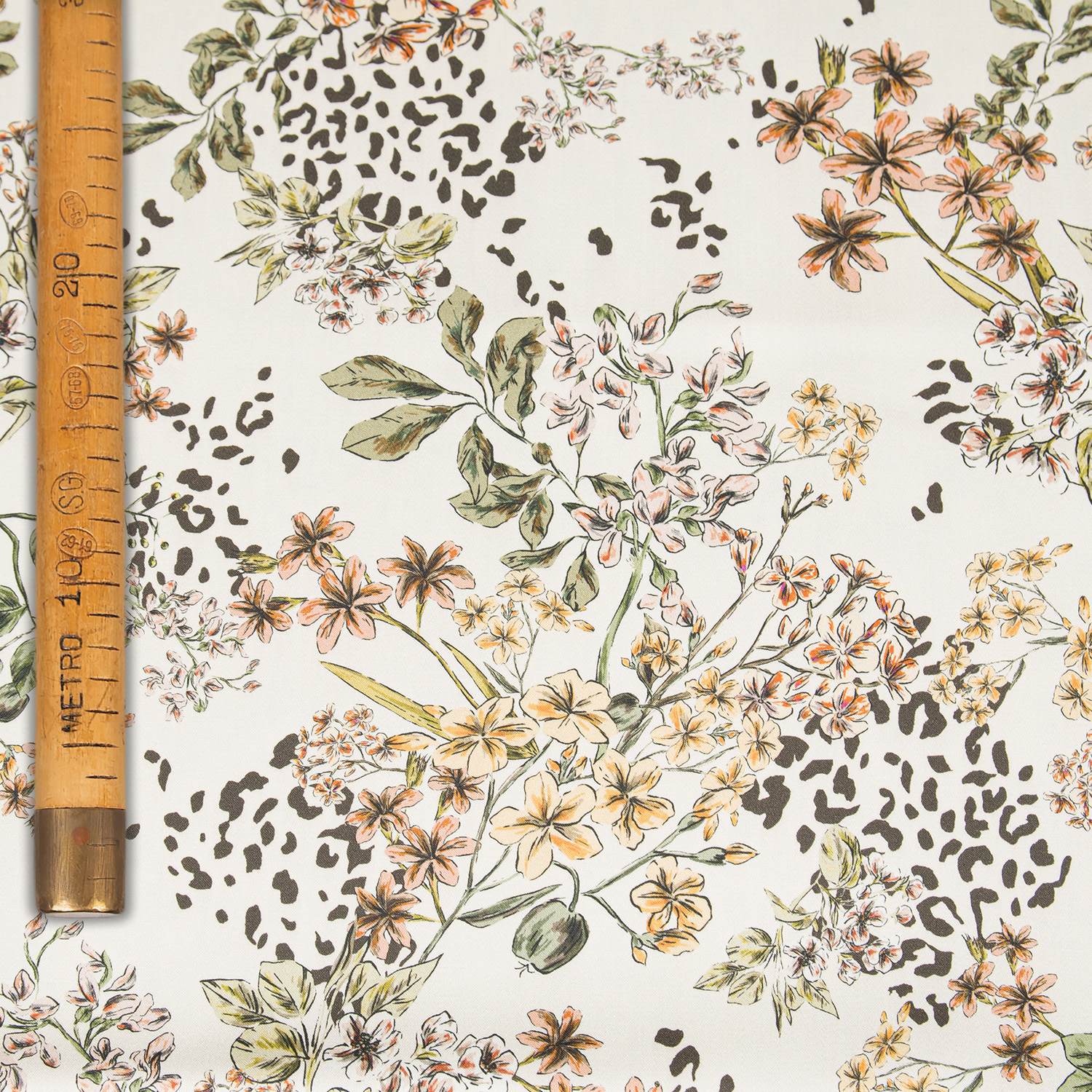 Stretch Printed Cotton Satin - Rwanda Flowers