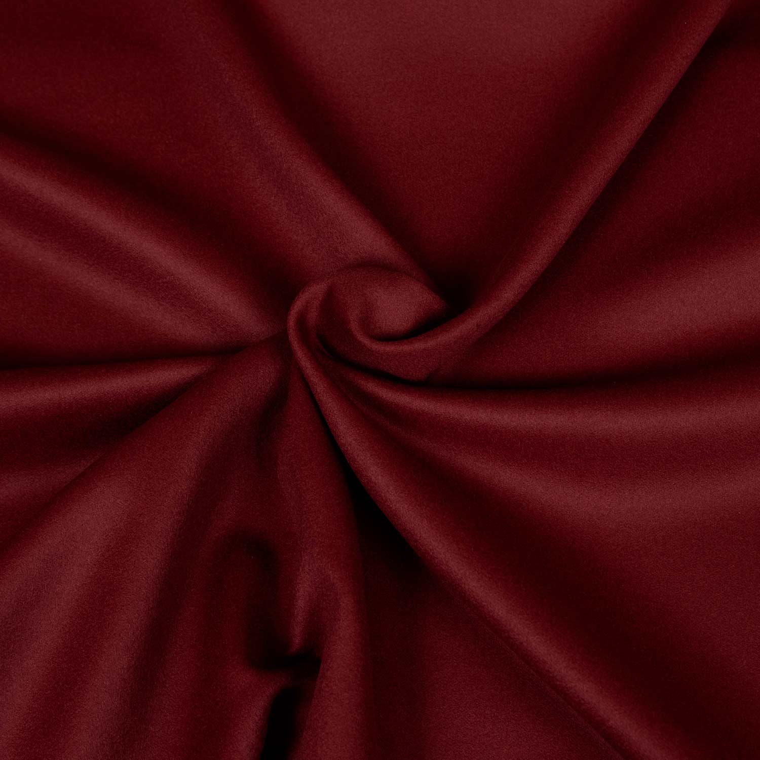 Tessuto deadstock misto cashmere e lana bordeaux 50/50 - dettaglio drappeggio a spirale - 670 gr/ml h145 cm