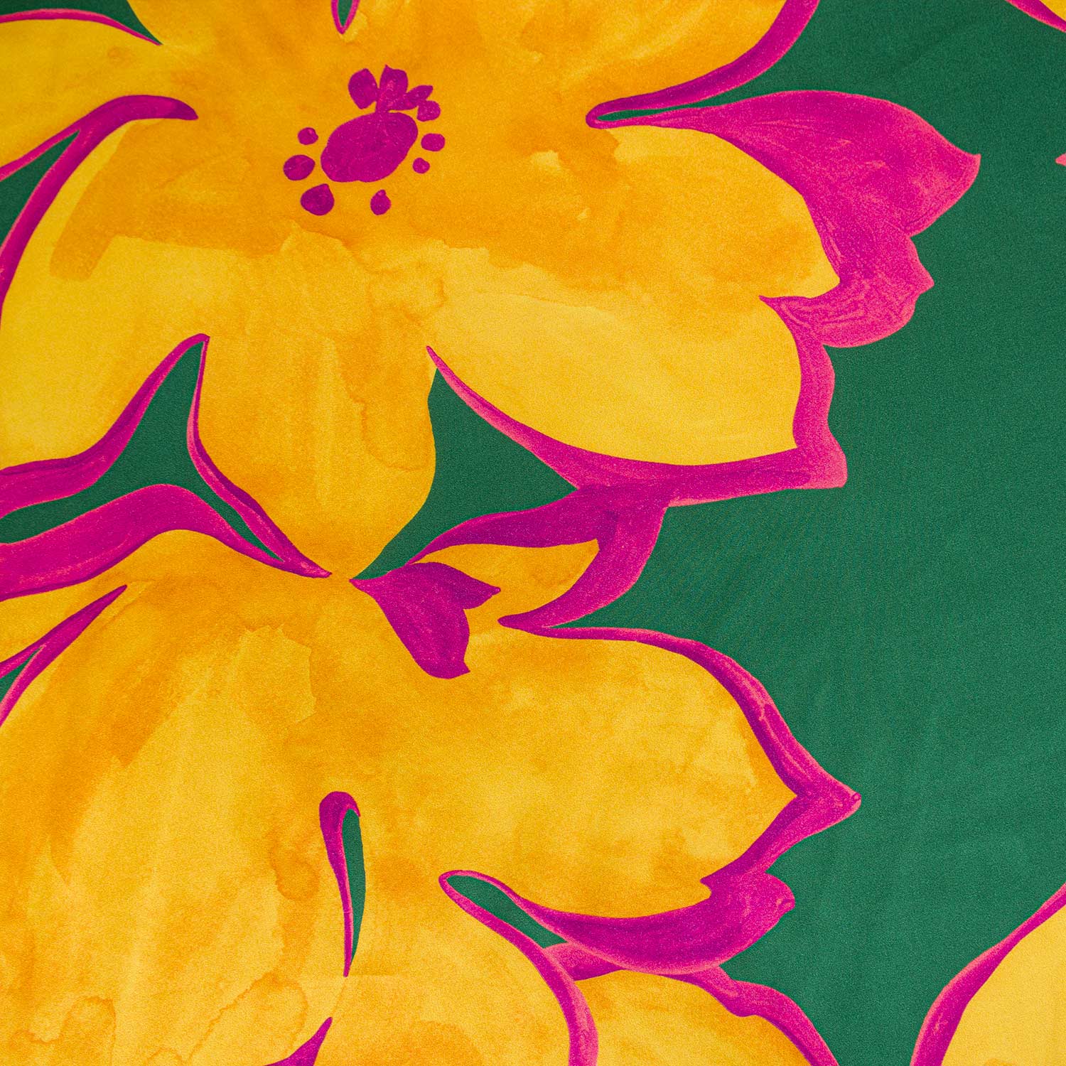 Printed Silk Satin - Pop Plumeria