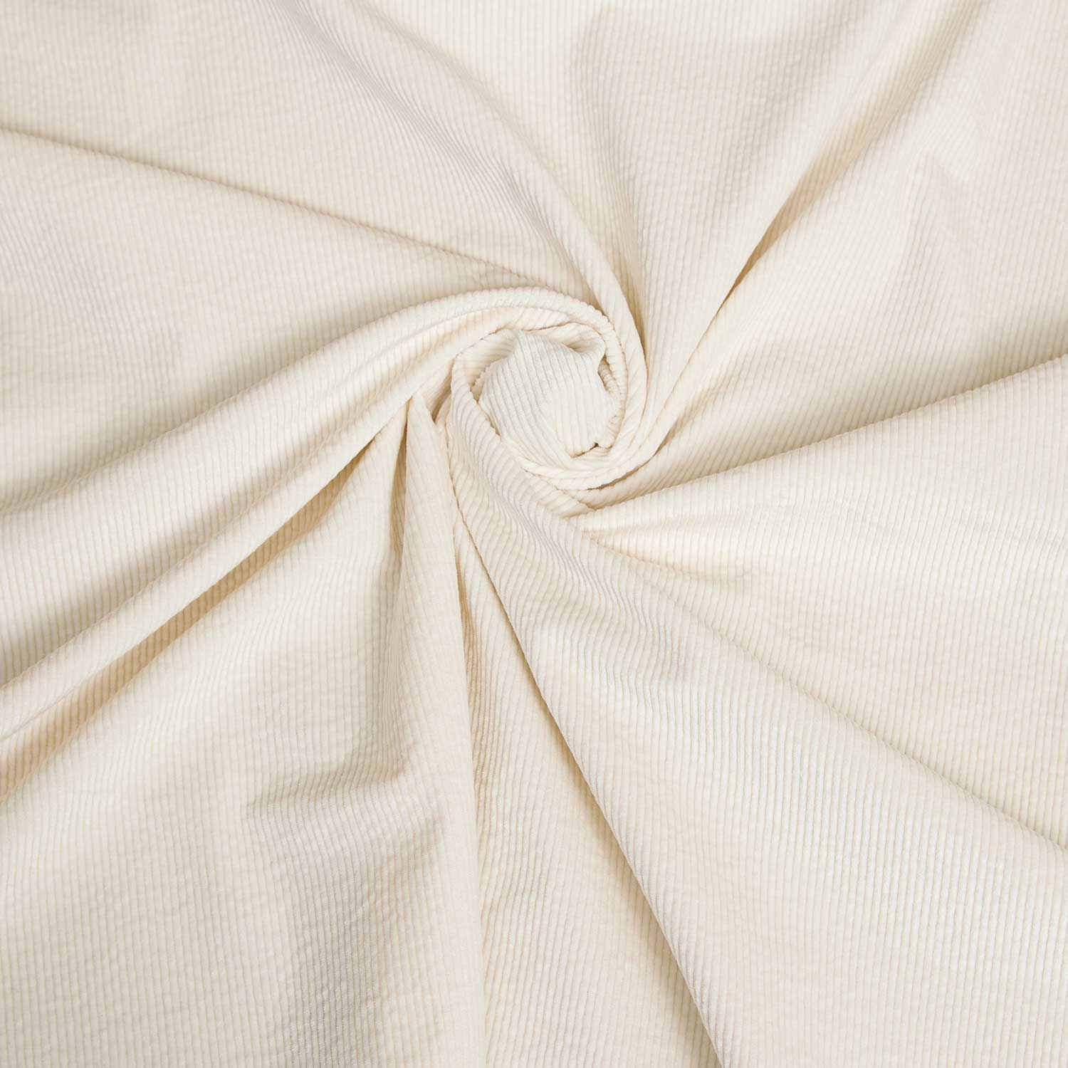 Tessuto in velluto a coste 500 righe morbido e di qualità. Una stoffa in cotone, modal ed elastane venduta al metro e sempre disponibile in grandi quantità; colore bianco
