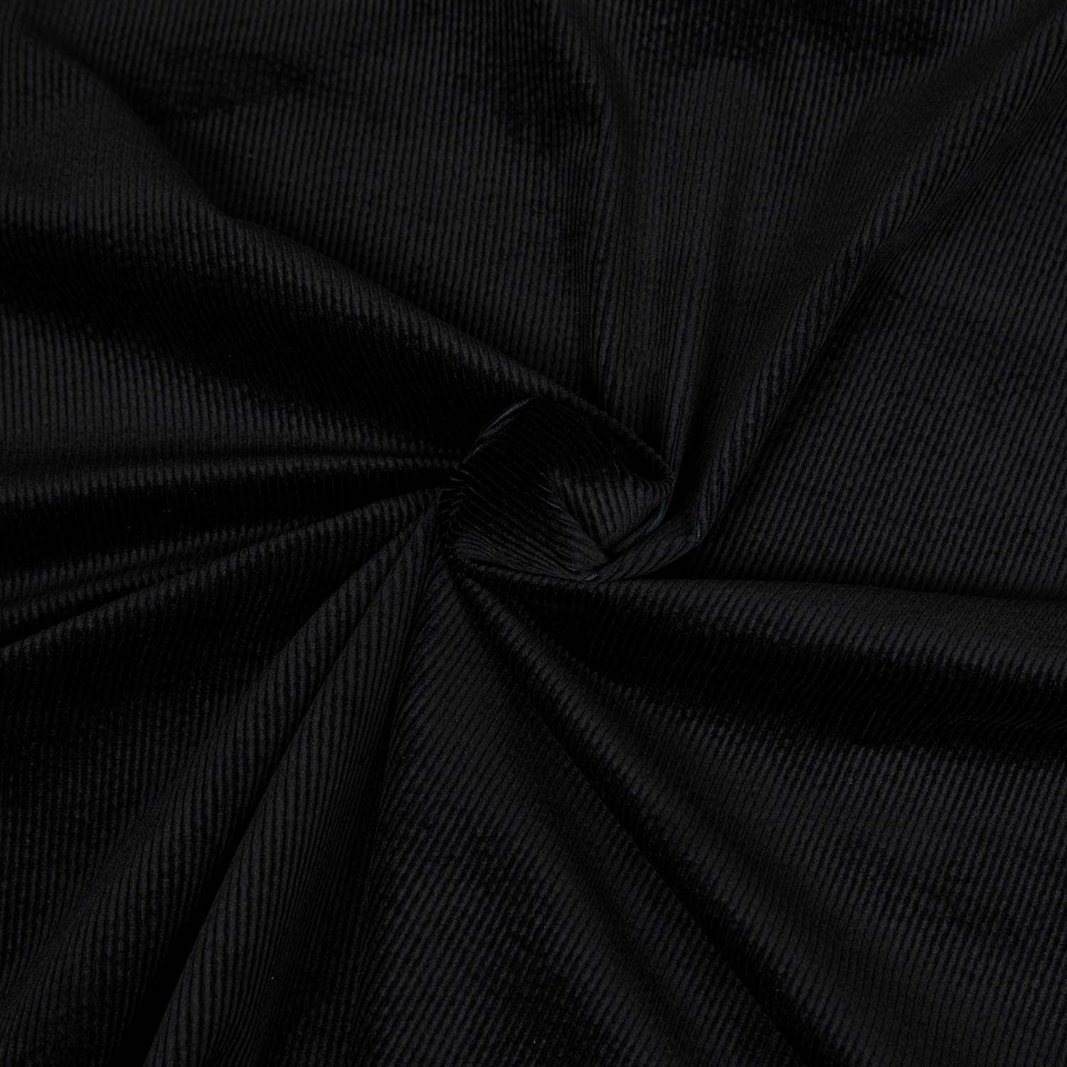 Tessuto in velluto a coste 500 righe morbido e di qualità. Una stoffa in cotone, modal ed elastane venduta al metro e sempre disponibile in grandi quantità; colore nero