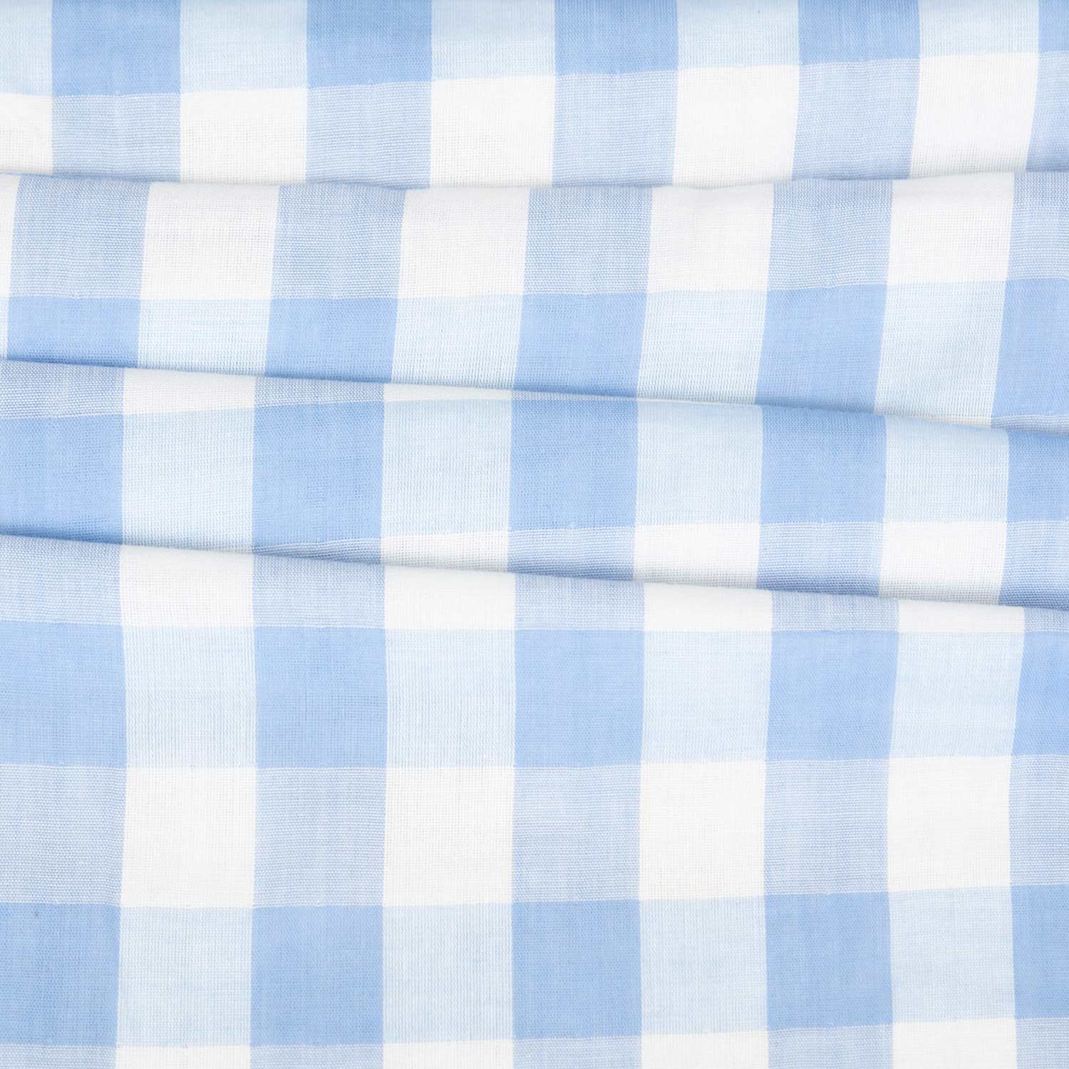 Stoffa deadstock garza doppia cotone vichy azzurro cielo bianco al metro acquista online tessuti da abbigliamento