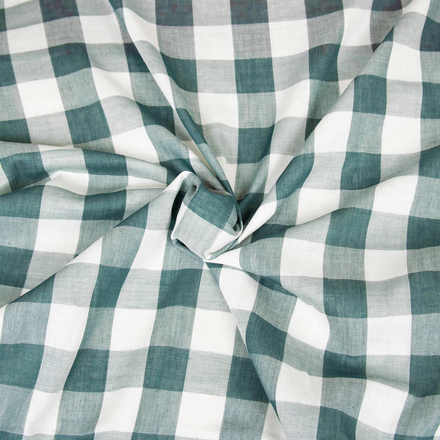 Tessuto garza doppia cotone a quadri vichy verde salvia acquista online al metro stoffa deadstock abbigliamento