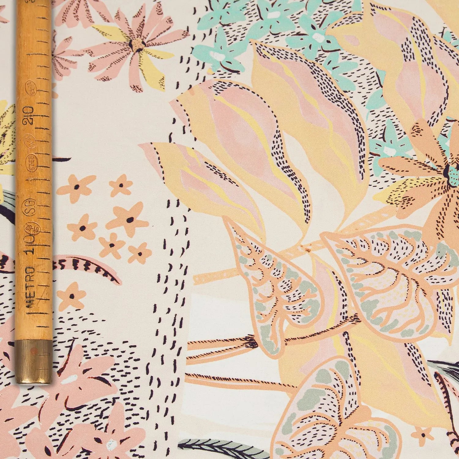 Stretch Printed Cotton Satin - Desafinado