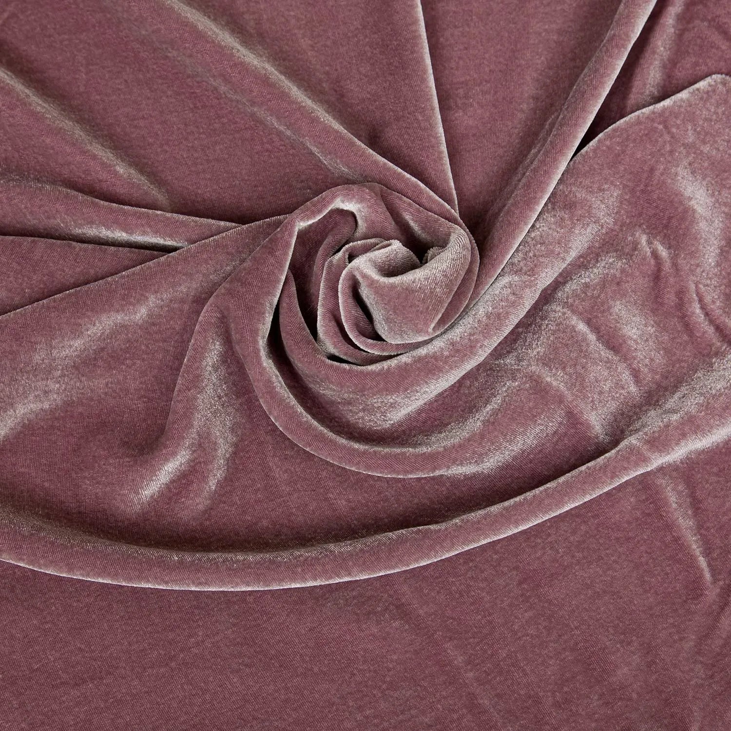 Velluto liscio panné misto seta e viscosa, un tessuto morbido, cadente e luminoso per realizzare capi d'abbigliamento eleganti. Una stoffa cangiante sui toni del rosa cipria